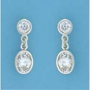 SPC 6mm CZ STUD WITH 8mm CZ OVAL DROP  =