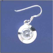 SPC 8mm CZ DISC PLAIN RIM DROP EARRINGS-