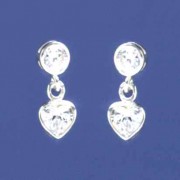 SPC 5mm CZ STUDS WITH CZ HEART DROPS   =