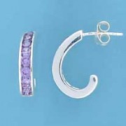 SPC CHANNEL SET PURPLE FANCY HOOP STUDS