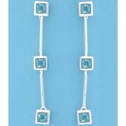 SPC 3 STONE SQ.BLUE CZ HINGED BAR DROPS=