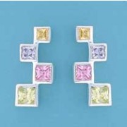 SPC MULTI-COL.4 SQUARE CZ STONE STUDS  =