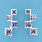 SPC PURPLE 4 SQUARE CZ STONE STUDS     =