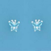 SPC 8mm BLUE CZ BUTTERFLY STUDS       =]