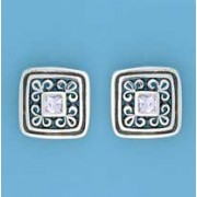 SPC SQ.LAVENDER CZ FILLIGREE SQ.STUDS  =