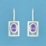 SPC OPEN SQUARE OVAL PURPLE CZ DROPS   =