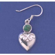 SPC EMBOSSED HEART MALACITE DROP EARRIN-