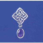 SPC CELTIC STUD WITH 8x6 AMETHYST DROP