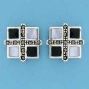 SPC ONYX/M.O.P/MARCASITE SQUARE STUDS