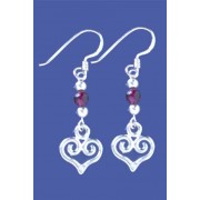 SPC GARNET HEART DROP EARRINGS         =