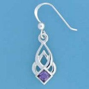 SPC SQ.PURPLE CZ CELTIC DROP EARRINGS  =