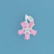 SPC PINK STONE/CZ FLOWER STUDS         =