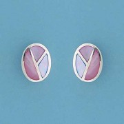 SPC 11x8mm OVAL BLUE/PINK M.O.P STUDS  =