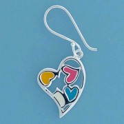 SPC MULTICOL ENAMEL TIF HEART EARRINGS