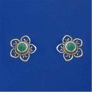 SPC FILIGREE MALACITE FLOWER STUD