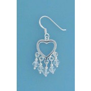 SPC HEART/WHITE CRYSTAL DROP EARRINGS  =