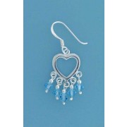 SPC HEART/BLUE CRYSTAL DROP EARRINGS   =