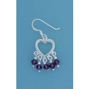 SPC HEART/PURPLE CRYSTAL DROP EARRINGS =