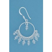 SPC HOOP/WHITE CRYSTAL DROP EARRINGS   =