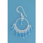 SPC HOOP/BLUE CRYSTAL DROP EARRINGS