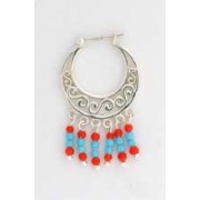 SPC CUTOUT SCROLL CREOLES-RED/BLUE BEADS