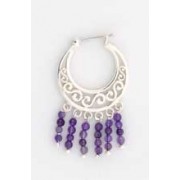 SPC CUTOUT SCROLL CREOLES-AMETHYST BEADS