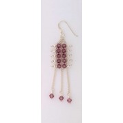 SPC PURPLE CRYSTAL/CHAIN DROP EARRINGS