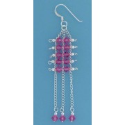 SPC PINK CRYSTAL/CHAIN DROP EARRINGS