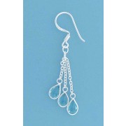 SPC 3 TEARDROP BLUE STONE CHAIN EARRINGS