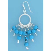 SPC CIRCLE DROP EARRINGS/TURQ BEADS    =