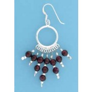 SPC CIRCLE DROP EARRINGS/GARNET BEADS