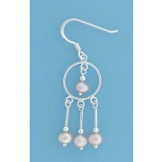 SPC 12mm CIRCLE/PINK PEARL DROP EARRINGS