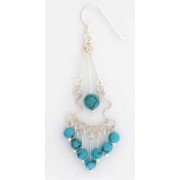 SPC WIREWORK/TURQ BEADS DROP EARRINGS