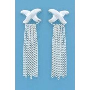 SPC 2 TONE KISS STUDS WITH CHAIN DROPS =