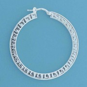 SPC 42mm GREEK KEY PATTERN CREOLE HOOPS=