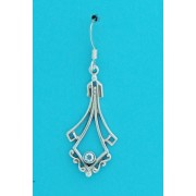 SPC CZ DROP EARRING WITH SMALL SCROLLS =