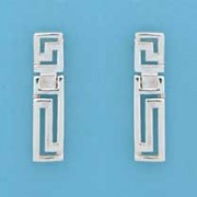 SPC HINGED GREEK KEY BAR STUD EARRINGS =