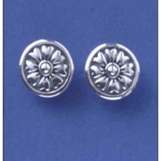 SPC 12mm ROUND OXIDISED FLOWER PATT.STUD