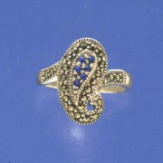 SPC MARCASITE/BLUE STONE FANCY RING