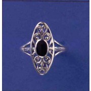 SPC SMALL ONYX OVAL FILIGREE RING