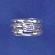 SPC 7x5 RECT CZ RING / 2 PLAIN BANDS