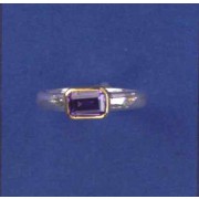 SPC 7x5 RECT.PURPLE CZ PLATED BEZEL RING