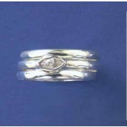 SPC MARQUISE CZ SET RING/ 2 PLAIN BANDS