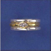 SPC MARQUISE CZ PLATED RING/2 PLAIN BAN-