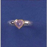 SPC 7mm PINK HEART CZ PLATED BEZEL RING