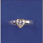 SPC 7mm HEART CZ PLATED BEZEL RING     =