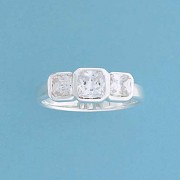 SPC CUSHION CZ 3 STONE TIERED RING