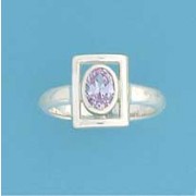 SPC OPEN SQ.TOP OVAL LAVENDER CZ RING