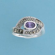 SPC PURPLE CZ/MARCASITE CROSSOVER RING