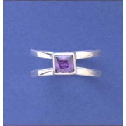 SPC 6x6mm SQ.PURPLE CZ SPLIT SHANK RING=